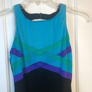 Vintage Jantzen Swimsuit One Piece 80s 90s Geometric Color Block Classic Size 14